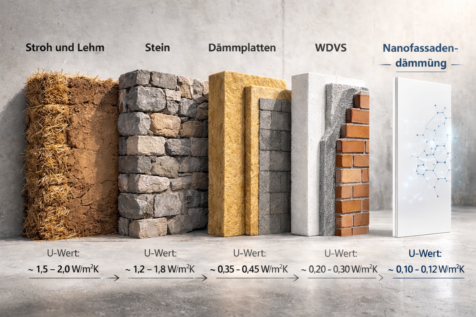 U-Wert Vergleich Dämmmaterialien